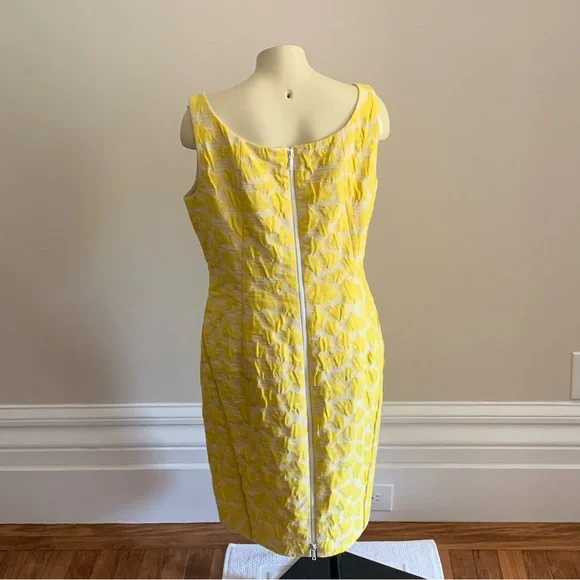 Lafayette 148 Sleeveless Dress in Yellow and White Size 12 Stunning Pattern - Picture 4 of 9